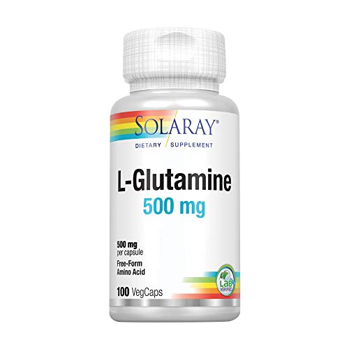 Solaray L-Glutamine 500mg | Healthy Muscle Recovery, Gastrointestinal & Immune System Support | Non-GMO | Vegan | Lab Verified | 100 VegCaps