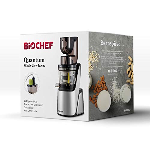 BioChef Quantum Whole Slow Juicer - With powerful 300 W motor, wide chute (3.15 x 3.15 inch) & many accessories in burgundy