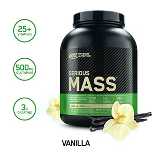 Optimum Nutrition Serious Mass Weight Gainer Protein Powder, Vitamin C, Zinc and Vitamin D for Immune Support, Vanilla, 6 Pound (Packaging May Vary)