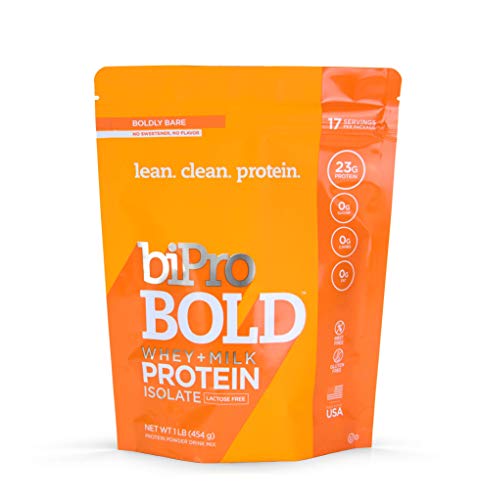 BiPro Bold Whey & Milk Protein Powder Isolate for Every Lifestyle, Boldly Bare Unflavored, 1 Pound - Sugar Free, Suitable for Lactose Intolerance, Gluten Free, Contains Prebiotic Fiber