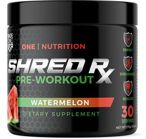 Shred Rx Pre Workout Powder with High-Dose Energy, Focus, Strength, and Endurance – Sugar Free Sport Preworkout for Men & Women – 135mg Caffeine & Creatine Supplement - 30 Servings (Watermelon)