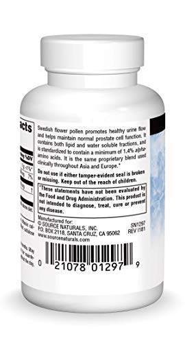 Source Naturals Swedish Flower Pollen Extract Supplement, Supports Prostate Function and Healthy Urine Flow - 90 Tablets