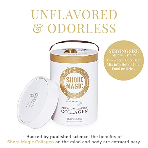Shore Magic Marine Collagen Powder, Hydrolyzed Marine Collagen Peptides Powder, Sustainably Sourced Wild Fish Skin Collagen, Odorless & Unflavored - 4 Month Supply (for The Price of 3 Months)