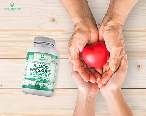 Premium Blood Pressure Support Supplement by PurePremium with Hawthorn & Hibiscus - Supports Cardiovascular & Circulatory Health - Vitamins & Herbs Promote Heart Health - 90 Caps