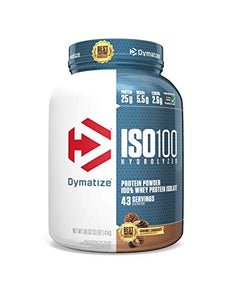 Dymatize ISO100 Hydrolyzed Protein Powder, 100% Whey Isolate Protein, 25g of Protein, 5.5g BCAAs, Gluten Free, Fast Absorbing, Easy Digesting, Gourmet Chocolate, 3 Pound