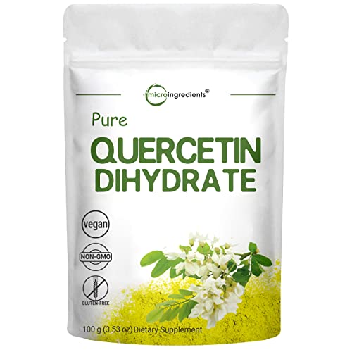 Pure Quercetin Dihydrate Powder, Quercetin 500mg Per Serving, 100 Grams, Most Bioavailable Grade and Filler Free, Powerful Antioxidant Supports Energy, Immune System, No GMOs and Vegan