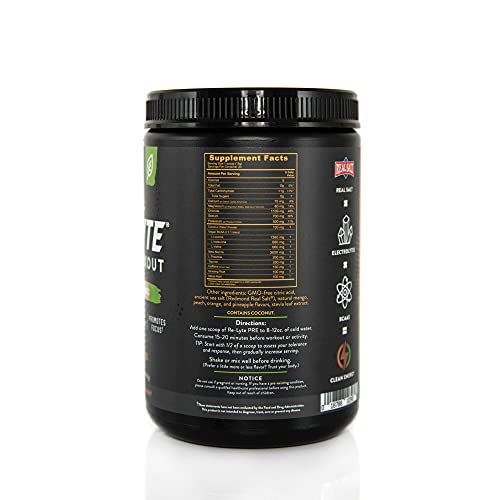 REDMOND Re-Lyte Pre-Workout Drink Mix, Peach Mango, 15.87oz