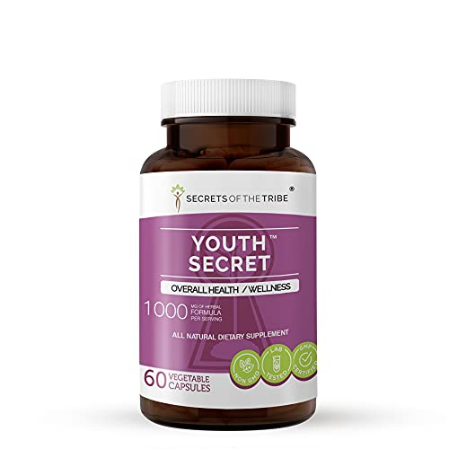 Youth Secret 60 Capsules, 1000 mg, Hawthorn, Ginkgo, Ashwagandha, Cordyceps, Fo-Ti Root, Green Tea, Brahmi, Rosemary, Turmeric, Maqui Berry. Overall Health/Wellness (60 Capsules)