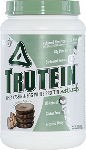 Body Nutrition Protein Powder - Trutein Naturals Chocolate Peanut Butter Cup 2lb Whey, Casein & Egg White - Natural Low Carb Keto Friendly Drink - Lean Muscle Builder, Weight Loss, Workout, Recovery