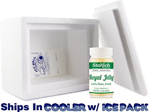 Stakich Fresh Royal Jelly - Pure, All Natural - No Additives/Flavors/Preservatives Added - 2 Ounce (57 Grams)