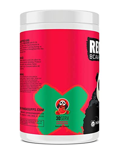 UNDERGROUND BIO LABS™ Panda SUPPS – Recover BCAA + Hydration - 30 Servings, 5G BCAA 2:1:1, 1G L-Tyrosine, Coconut Water Powder, L-Glutamine, Superior Taste and Absorption (Strawberry Watermelon)