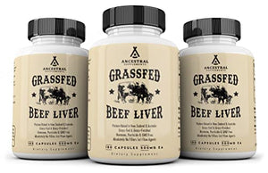 Ancestral Supplements Grass Fed Beef Liver (Desiccated) — Natural Iron, Vitamin A, B12 for Energy (180 Capsules)