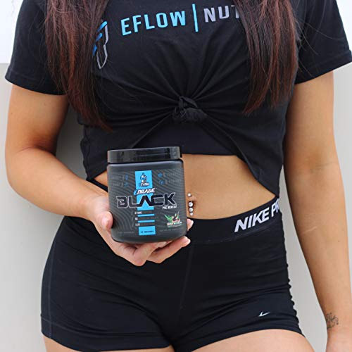 eFlow Nutrition Enrage Black High Stimulant Pre Workout Supplement - Preworkout Powder to Boost Energy, Pumps and Strength - 3 Flavors - 30 Servings - (Sour Watermelon)