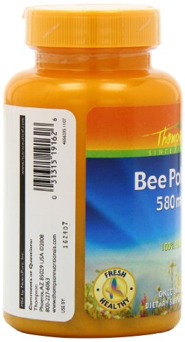 Thompson Bee Pollen , 580 Mg, 100 Capsules, (Pack of 2)