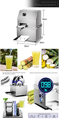 Kolice Commercial Countertop Electric Sugarcane Juicer, Sugarcance juice making machine,Sugarcane Squeezer with ON/OFF Switch for Easy to Use, Manual Slow Masticating Extractor Squeezer with Feed Chute Tray, 350W