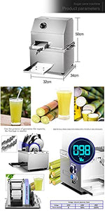 Kolice Commercial Countertop Electric Sugarcane Juicer, Sugarcance juice making machine,Sugarcane Squeezer with ON/OFF Switch for Easy to Use, Manual Slow Masticating Extractor Squeezer with Feed Chute Tray, 350W