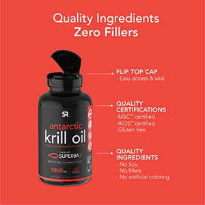 Antarctic Krill Oil 500mg with Omega-3 EPA & DHA + Astaxanthin, Phospholipids & Choline | MSC Certified Sustainable & Non-GMO Verified (120 Mini-Softgels)