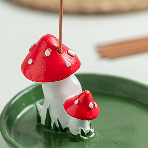 Cute Mushroom Incense Holder with 30 Incense Sticks, Handmade Incense Stick Burner, Nature Theme Incense Tray, Adorable Home Decoration Accessories