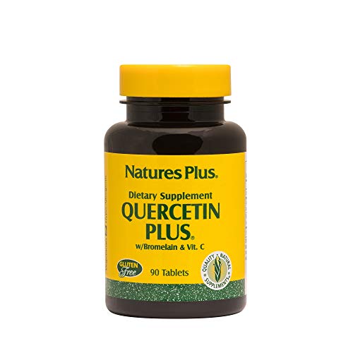 NaturesPlus Quercetin Plus with Vitamin C & Bromelain - 650 mg, 90 Vegetarian Tablets - Allergy Relief Supplement, Antioxidant, Anti-Inflammatory - Gluten-Free - 45 Servings