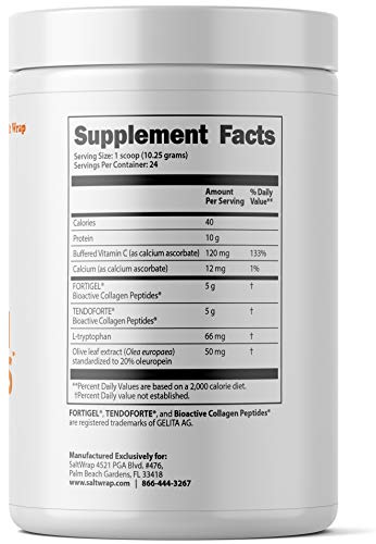 SaltWrap Collagen Supplement for Joints with FORTIGEL, TENDOFORTE – NSF Certified Collagen Synthesis Powder for Joint Recovery, Tendons, Ligaments, Cartilage, Pre and Post-Exercise Collagen Peptides