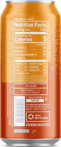 Sparkling Ice +Caffeine 16 Ounce, 4 Flavor Variety Pack of 12 Cans with By The Cup Coasters