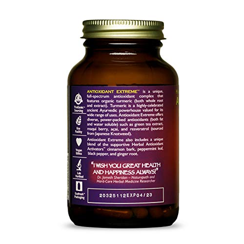 HealthForce SuperFoods Antioxidant Extreme - 120 VeganCaps - All-Natural Turmeric Root Complex - Supports Cognitive & Immune Functions - Kosher & Gluten Free - 60 Servings