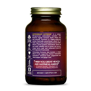 HealthForce SuperFoods Antioxidant Extreme - 120 VeganCaps - All-Natural Turmeric Root Complex - Supports Cognitive & Immune Functions - Kosher & Gluten Free - 60 Servings