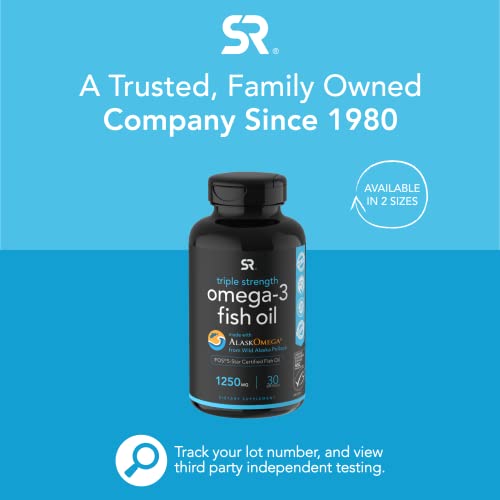 Sports Research Omega-3 Fish Oil, Triple Strength, 1,250 mg, 30 Softgels