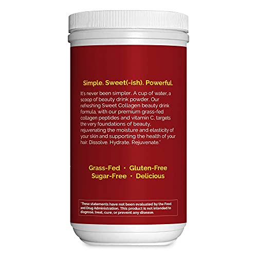 Zint Sweet Collagen Powder Beauty Drink Mix (Strawberry Lemonade): Delicious Hydrolyzed Collagen Peptides Protein Supplement - Grass-Fed, Zero Sugar, Non-GMO, Gluten-Free, 10 oz