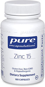 Pure Encapsulations Zinc 15 mg | Zinc Picolinate Supplement for Immune System Support, Growth and Development, Wound Healing, Prostate, and Reproductive Health* | 180 Capsules