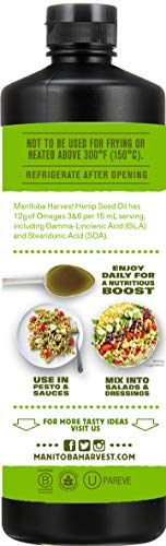 Manitoba Harvest Organic Hemp Oil, Cold Pressed, 12g of Omegas 3&6 Per Serving, Non-GMO, 16.9 Fl Oz