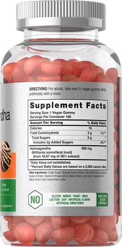 Ashwagandha Gummies | 150 Count | Vegan, Non-GMO, & Gluten Free Supplement | Natural Tropical Flavor | by Horbaach