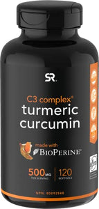 Turmeric Curcumin C3 Complex 500mg, Enhanced with Black Pepper & Organic Coconut Oil for Better Absorption; Non-GMO & Gluten Free
