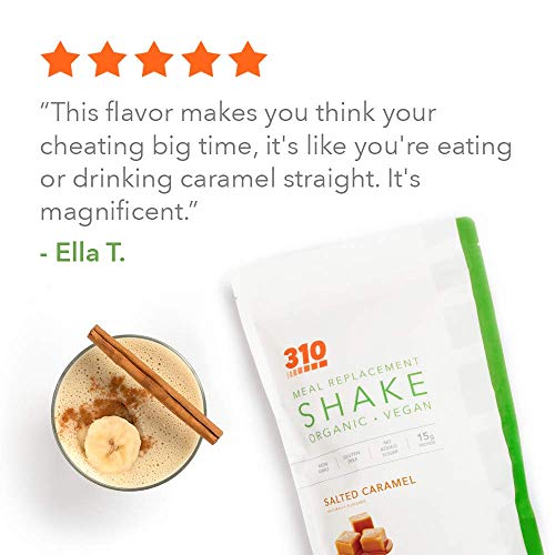 Vegan Organic Plant Protein Powder and Meal Replacement Shake - By 310 Nutrition - Gluten, Dairy and Soy Free - 0g of Sugar | Keto and Paleo Friendly… (Salted Caramel, 28 Servings)
