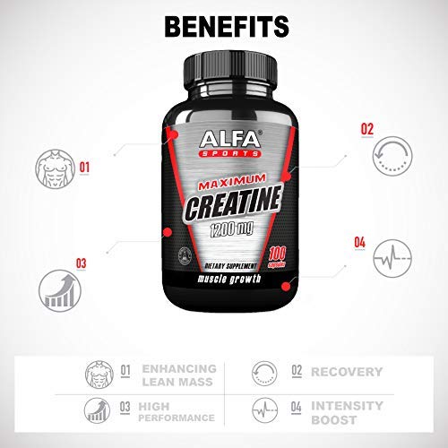 Maximum Creatine Monohydrate 1200 Mg 100 Capsules. Muscle Mass - Muscle Growth - Post Workout Recovery. Reduces Effects of Lactic Acid