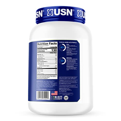 USN Supplements BlueLab 100 Percent Whey Protein Powder, Keto Friendly, Low Carb and Calorie, 2 lb