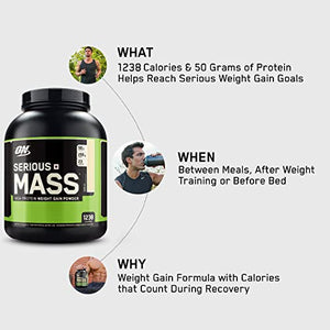 Optimum Nutrition Serious Mass Weight Gainer Protein Powder, Vitamin C, Zinc and Vitamin D for Immune Support, Vanilla, 6 Pound (Packaging May Vary)