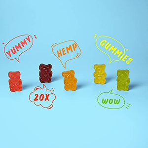 Hemp Gummies 20X - Natural High Potency Vitamin Gummies by ADDOT WellLife - Vegan Hemp Oil Infused Gummy - (2 Bottles 120 Gummies, Original 20X)