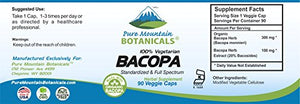 Bacopa Monnieri Capsules - 90 Vegan Caps with Organic Bacopa & Standardized Bacopa Extract