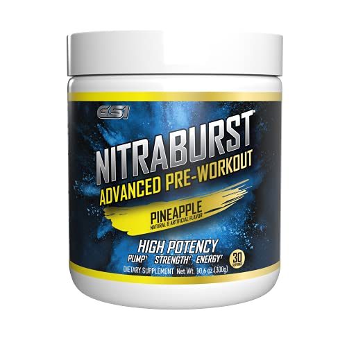 Giant Sports International NITRABURST Pre Workout Powder, Increase Blood Flow, Boosts Strength and Energy, Improve Exercise Performance, Creatine Free (Pineapple, 30 Servings)