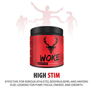 Bucked Up - Woke - HIGH STIM Pre Workout - Best Tasting - Focus Nootropic, Pump, Strength and Growth, 30 Servings (Blue Raz)