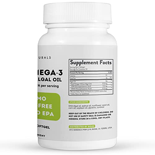 Vegan Omega-3 Softgels by Kate Naturals (2-Pack). Algal Oil Softgels to Support Brain Function & Cognition. Omega 3 Fish Oil Alternative. 300 DHA & 150 EPA. (2-Pack)