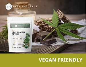 Organic Hemp Protein Powder 12oz by Kate Naturals. Delicious Gluten-Free, Vegan & Dairy-Free Non-GMO Hemp-Based Protein Powder in Resealable Bag.