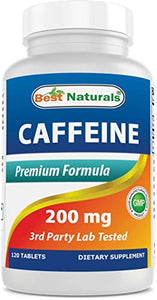 Best Naturals Caffeine Pills 200mg, 120 Count