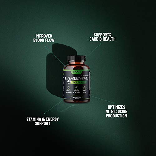 Snap L Arginine Capsules - Blood Circulation Supplements with Nitrosigine & L Citrulline for Natural Energy, Increase Blood Flow & Muscle Growth, Herbs for Cardio Health (60 Capsules)