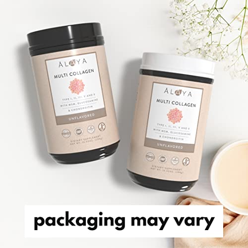 Alaya Multi Collagen Powder - Type I, II, III, V, X Hydrolyzed Collagen Peptides Protein Powder Supplement with MSM + GC (Unflavored)