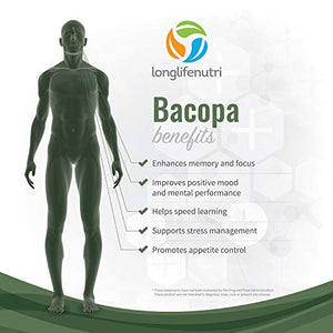 Bacopa Monnieri Extract Powder 700mg - 180 Vegetarian Capsules | Himalaya Plant Made in USA | Enhances Energy Memory Focus | Promotes Positive Mood Sleep | Bacoside Gold Supplement 700 mg Complex