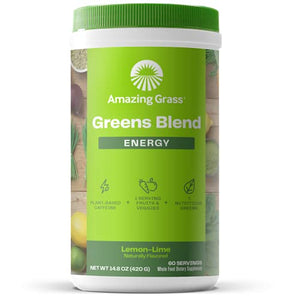 Amazing Grass Greens Blend Energy: Super Greens Powder & Plant Based Caffeine with Matcha Green Tea & Beet Root Powder, Lemon Lime, 60 Servings (Packaging May Vary)