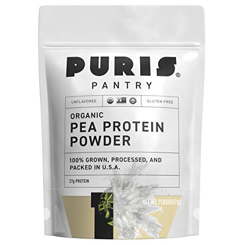 PURIS Organic Pea Protein Powder - 100% Grown, Processed and Packed in USA - 2 LB Unflavored - Certified Organic, Vegan, Gluten-Free, Non-GMO - Plant Based Protein Powder - Keto-Friendly, BCAA