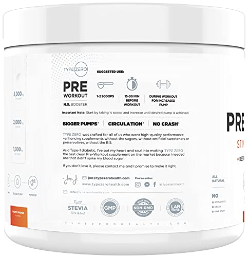 Ultra Clean Stim Free Pump Pre Workout + Nitric Oxide Booster (CherryLimeade) Beetroot, 7G Arginine Citrulline Malate, Betaine, Beta A, ACV+ Sugar/Caffeine Free Natural Non Stim Preworkout Men, Women